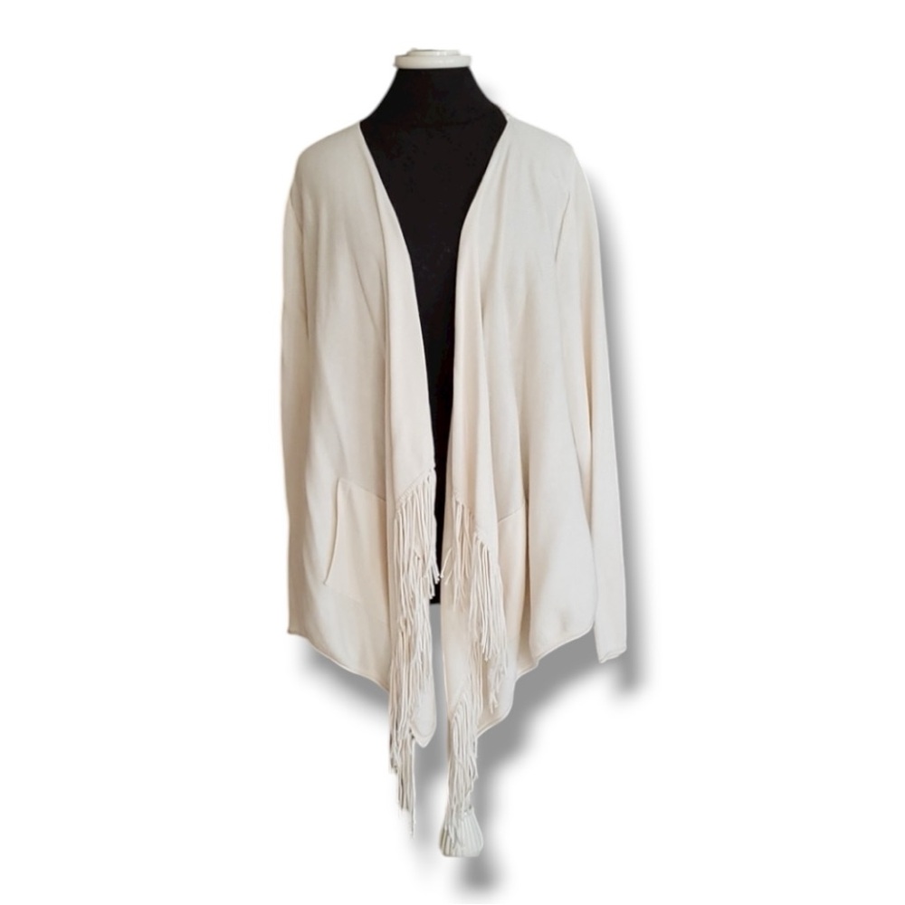 Banana Republic Ivory Fringe Cardigan New Large